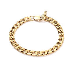 Oro 304 pulseras de cadena de eslabones cubanos de acero inoxidable para mujer, con cierre de langosta, dorado, 7-7/8 pulgada (20 cm), 7 mm