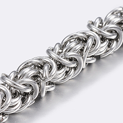 Stainless Steel Color 304 Stainless Steel Byzantine Chain, Unwelded, Stainless Steel Color, 7x7mm