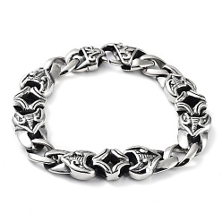 Plata Antigua 304 pulseras de cadenas de eslabones cubanos de acero inoxidable para hombres y mujeres, plata antigua, 9 pulgada (22.9 cm)