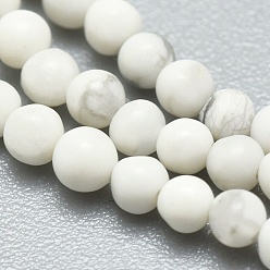 Howlite Natural Howlite Beads Strands, Round, 2~2.5mm, Hole: 0.5mm, about 165~188pcs/strand, 15.35 inch(39cm)