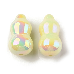 Jaune Placage uv perles acryliques transparentes, iridescent, gourde, jaune, 20.5x12x11.5mm, Trou: 1.6mm