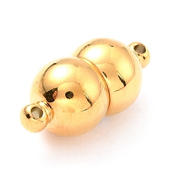 Real 18K Gold Plated Ion Plating(IP) 304 Stainless Steel Magnetic Clasps with Loops, Real 18K Gold Plated, 18x8mm, Hole: 1.2mm