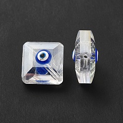 Azul Perlas de vidrio, cuadrados facetas del, con esmalte, color de ab chapado, azul, 13x13x9 mm, agujero: 1.2 mm