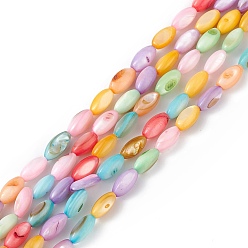 Coloré Brins de perles d'eau douce naturelles teintes en coquillage, oeil de cheval, colorées, 9.5x5mm, Trou: 0.8mm, Environ 41 pcs/chapelet, 14.96'' (38 cm)