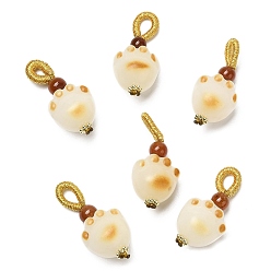 Real 14K Gold Plated Natural Bodhi & Natural Agate Pendants, Cat Paw Print Charms, Real 14K Gold Plated, 28.5x13x11.5mm, Hole: 4x5mm