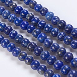 Lapislázuli Hilos de cuentas de lapislázuli natural, rondo, 6 mm, agujero: 1 mm, sobre 65 unidades / cadena, 15.3 pulgada