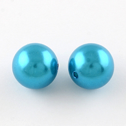 Bleu Ciel Foncé Perles rondes en plastique imitation abs, bleu profond du ciel, 20mm, trou: 2 mm, environ 120 pcs / 500 g