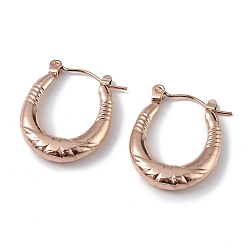 Розовое Золото Ионное покрытие (ip) 304 овальные серьги-кольца из нержавеющей стали для женщин, розовое золото , 21.5x17.5x3.5 мм, штифты : 0.5 мм