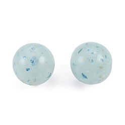 Bleu Clair Perles acryliques opaques style pierre marbrée, ronde, bleu clair, 11~11.5mm, Trou: 2mm