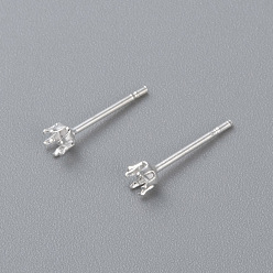 Silver 304 Stainless Steel Stud Earring Findings, Prong Settings, Silver, 13x3mm, Pin: 0.8mm
