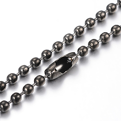 Electrophoresis Black 304 ожерелья из шариковой цепи из нержавеющей стали, круглые, электрофорез черный, 23.6 дюйм (60 см), 1.5 мм