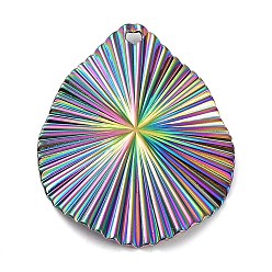 Rainbow Color Ion Plating(IP) 304 Stainless Steel Pendants, Teardrop Charm, Rainbow Color, 31x24.5x2mm, Hole: 1.6mm