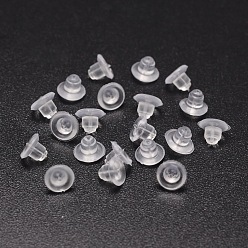 Clear Eco-Friendly Plastic Ear Nuts, Bullet Bullet Clutch Earring Backs with Pad, for Stablizing Heavy Post Earrings, Clear, 5x7m, Hole: 0.8mm, about 10000pcs/bag