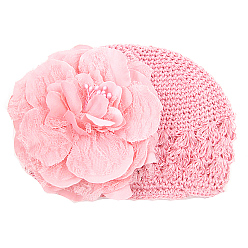 Pink Ручная работа вязания крючком детская шапочка, цветок, розовые, 180 мм