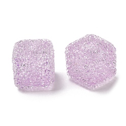 Violet Resin Beads, with Rhinestone, Drusy Cube, Violet, 16x16x16mm, Hole: 3.6mm
