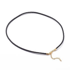Black Braided Waxed Polyester Cord Necklaces Making, with 304 Stainless Steel Lobster Claw Clasps, Golden, Black, 18-3/4 inch(47.5cm)