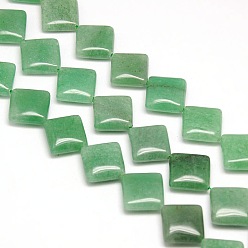 Green Aventurine Natural Rhombus Green Aventurine Beads Strands, 18~19x18~19x6mm, Hole: 1mm, about 22pcs/strand, 15.74 inch