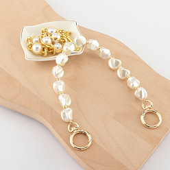 Doré  Bandoulière de sac en perles d'imitation, avec fermoir anneau en alliage, or, 33 cm