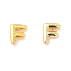 Letter F Brass Hollow Out Initial Letter Stud Earrings for Women, Real 18K Gold Plated, Lead Free & Cadmium Free, Letter.F, 7x5.5x1.5mm, Pin: 0.8mm