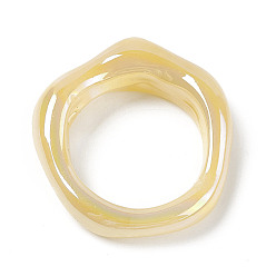 Caqui Claro Anillos de enlace de acrílico opacos, anillo irregular, color de ab chapado, caqui claro, 25x25.5x5.5 mm, diámetro interior: 16 mm