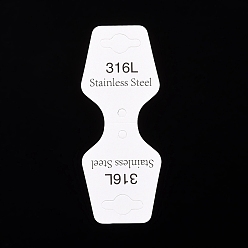 White Paper Display Card, Used For Necklace and bracelet, with 316L Logo, 95x37x0.35mm, Hole: 4mm