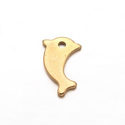 Golden Dolphin 304 Stainless Steel Charms, Golden, 12x7x1mm, Hole: 1mm