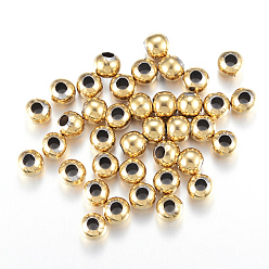 Doré  Placage sous vide rond 304 perles en acier inoxydable, or, 5mm, Trou: 2mm