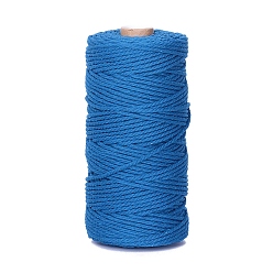 Deep Sky Blue 100M Round Cotton Braided Cord, for DIY Handmade Tassel Embroidery Craft, Deep Sky Blue, 3mm, about 109.36 Yards(100m)/Roll
