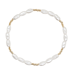 Or Bracelet extensible en perles de verre et d'imitation de perles, or, diamètre intérieur: 2-3/8 pouce (6 cm)