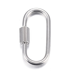 Stainless Steel Color 304 Stainless Steel Screw Carabiner Lock Charms, for Necklaces Making, Oval, Stainless Steel Color, 21x11x4mm, Screw: 7x4mm