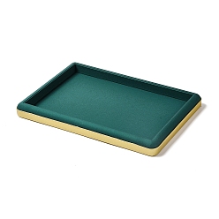 Green PU Leather Jewelry Display Trays, Jewelry Organizer Holder for Ring Earring Necklace Bracelet Storage, Rectangle, Green, 30.5x20.5x3cm