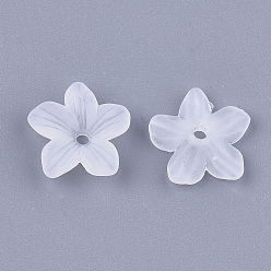 Clear 5-Petal Transparent Acrylic Bead Caps, Frosted, Flower, Clear, 11x11x3mm, Hole: 1.2mm