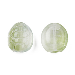 Yellow Green Transparent Spray Painted Glass Beads, Tortoise, Yellow Green, 12x11x7mm, Hole: 1mm