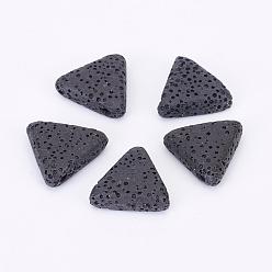 Noir Perles de pierre de lave naturelle, triangle, teint, noir, 16~17x17~17.5x5.5mm, Trou: 2mm