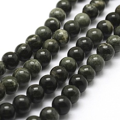 Jasper Avec Ligne Verte Brins de perles de jaspe de ligne verte naturelle, ronde, 6mm, Trou: 1mm, Environ 62 pcs/chapelet, 15 pouce
