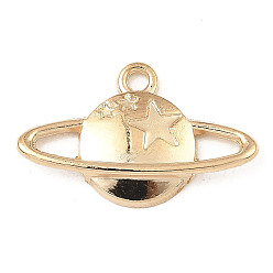 Light Gold Alloy Pendants, Planet with Star, Light Gold, 13.5x22x3mm, Hole: 2mm, about 943pcs/1000g