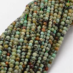 African Turquoise(Jasper) Natural African Turquoise(Jasper) Beads Strands, Round, 2mm, Hole: 0.5mm, 190pcs/strand