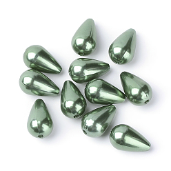 Dark Green ABS Plastic Imitation Pearl, Drop, Dark Green, 16x10mm, Hole: 1mm, about 600pcs/pound