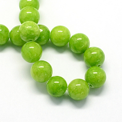 Jaune Vert Jade jaune brins de pierres précieuses perles teints naturels, ronde, jaune vert, 4mm, Trou: 0.5mm, Environ 95 pcs/chapelet, 15.7 pouce
