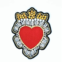 Roja Accesorios de disfraz de diamantes de imitación con lentejuelas y cuentas de corazón, para el día de San Valentín, rojo, 96x75 mm