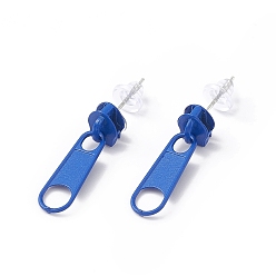 Azul Royal Pendientes colgantes con hebilla y cremallera de aleación con alfileres de hierro para mujer, azul real, 25.5 mm, pin: 0.7 mm
