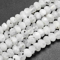Rainbow Moonstone Natural Rainbow Moonstone Beads Strands, Rondelle, Faceted, 6x4mm, Hole: 1mm, about 103pcs/strand, 15.9 inch(40.5cm)