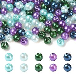 Color mezclado Cuentas de perlas de vidrio, pearlized, rondo, color mezclado, 6 mm, agujero: 1 mm, sobre 500 unidades / bolsa
