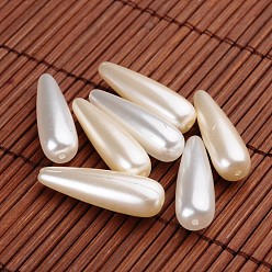 Couleur Mélangete Perles d'imitation acrylique en forme de larme, couleur mixte, 29x9mm, trou: 1.5 mm, environ 400 pcs / 500 g
