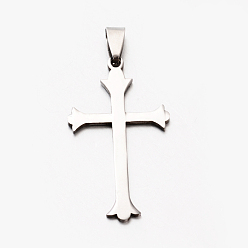 Stainless Steel Color Cool Boy 201 Stainless Steel Cross Pendants, Stainless Steel Color, 33x18x1.5mm, Hole: 3x9mm