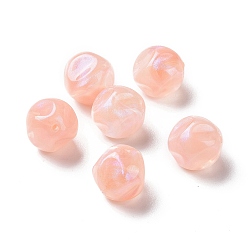 Saumon Clair Perles acryliques opaques, perles de paillettes, torsion tour, saumon clair, 15.5x14.5x15.5mm, Trou: 1.8mm, environ230 pcs / 500 g