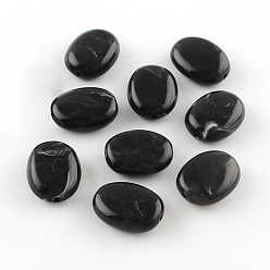 Noir Perles acryliques ovale imitation de pierres précieuses, noir, 19x15x7mm, trou: 2 mm, environ 330 pcs / 500 g