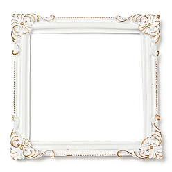 Blanc Cadres photo en résine gaufrée, pour bijoux photographie cadre photo accessoires de décoration, blanc, 115x112x10.5mm, diamètre intérieur: 86x87 mm