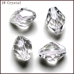 Clair Imitations de perles de cristal autrichien, grade de aaa, facette, Toupie, clair, 10x13mm, Trou: 0.9~1mm