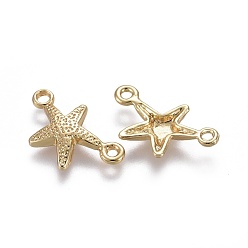 Real 18K Gold Plated Alloy Links connectors, Ocean Theme, Lead Free & Nickel Free & Cadmium Free, Starfish/Sea Stars, Real 14K Gold Plated, 11.5x19.5x2mm, Hole: 1.5mm